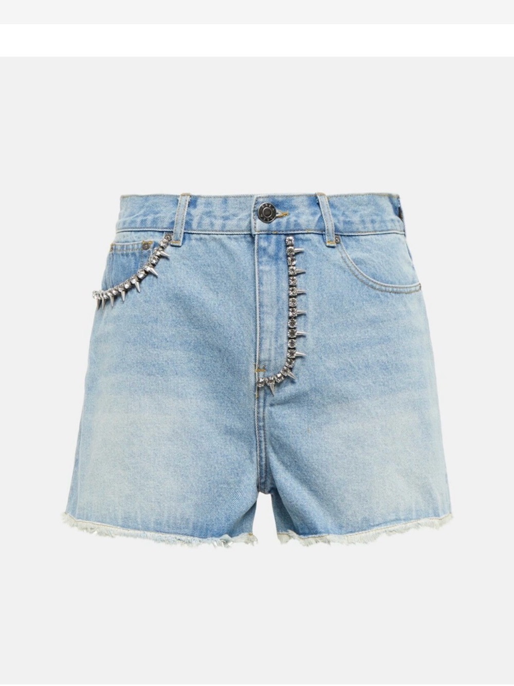 AREA Light Wash Denim Cutoff Shorts